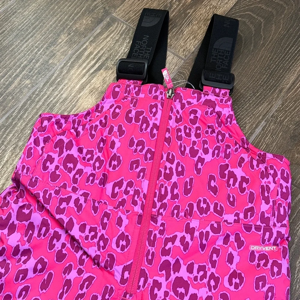 The North Face Toddlers’ Snowquest Pink Leopard Insulated Snow Bibs—4T - Picture 5 of 11